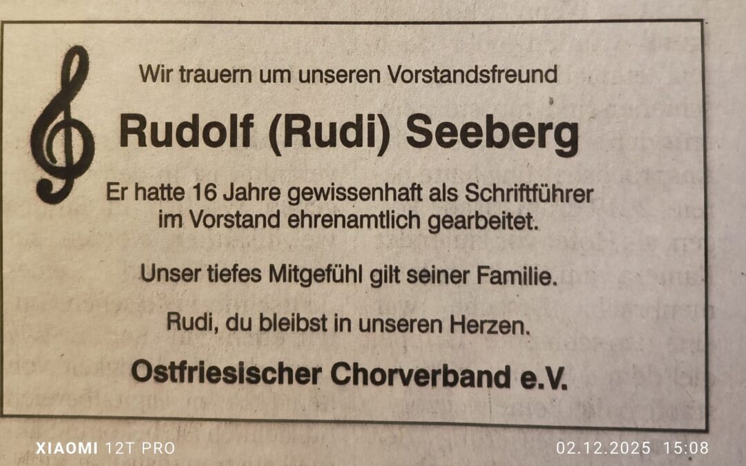 Rudolf (Rudi) Seeberg ist am 30.10.2025 verstorben