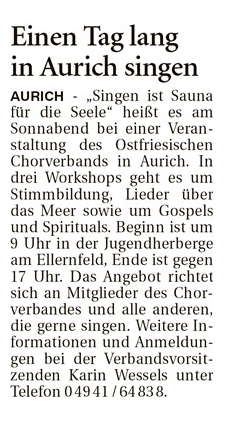 Einen Tag lang in Aurich singen